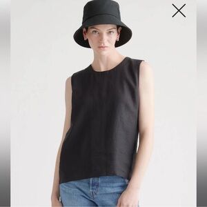 Quince Black European Linen Sleeveless Top size Large